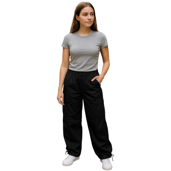 Aéropostale Parachute Cargo Pants - Black - Size Medium - Picture 1 of 6
